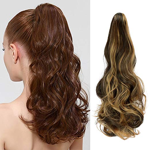 20〞Claw Ponytail Clip in Hair Extensions Hairpiece Synthetic Light Curly Soft Silky Nature Looking Heat-Resisting Different Colors for Women Fashion and Beauty-4H27# 20〞Claw Ponytail Clip in Hair Extensions Hairpiece Synthetic Light Curly Soft Silky Nature Looking Heat-Resisting Different Colors for Women Fashion and Beauty-4H27#
